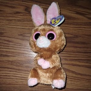TY BEANIE BOOS HOPSON 8 inch BUNNY RABBIT Solid pink Eyes 2012 Purple Tags